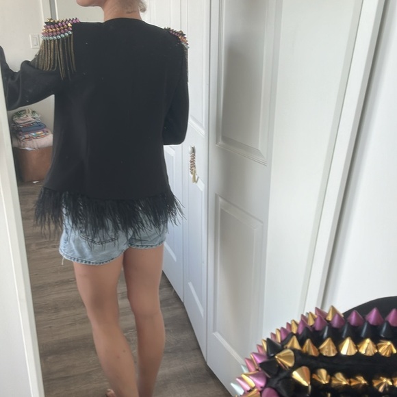 Calvin Klein Black Blazer with Beaded Shoulders - Picture 4 of 10